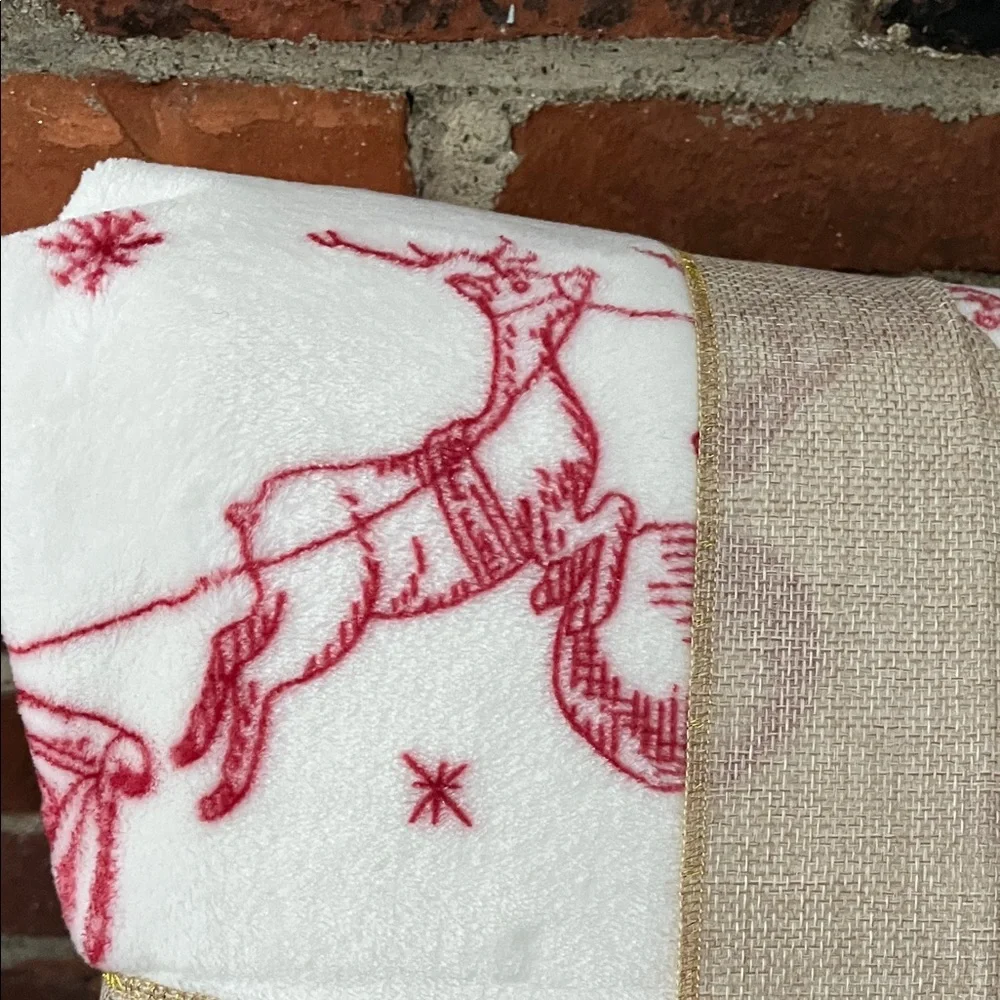 The Farmhouse Red and White Holiday Plush Blanket